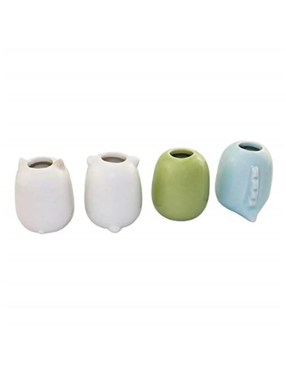 Ceramic Animal Toothbrush Holder 4 Set Bathroom Toothpick Cotton Swab Organizer